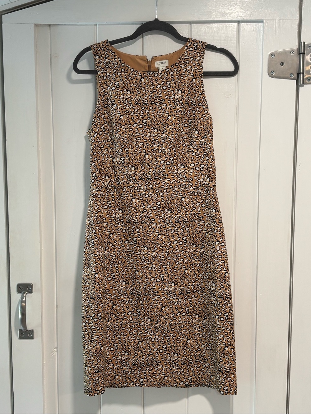 J. Crew Sleeveless Leopard-Print Midi Dress in Tan and Black